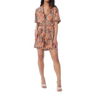 Lita by Ciara‎ NWT Utility Belted Romper in Animal Floral Cherry Tomato Size M